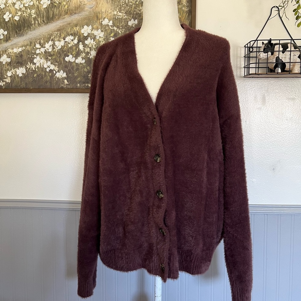 NWT Levi’s Purple/Brown Fuzzy Cardigan Sweater